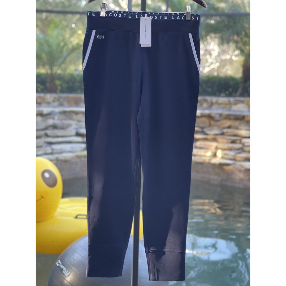Lacoste Women's Tennis Pants 12 Blue Activewear Sport Signature Waistband